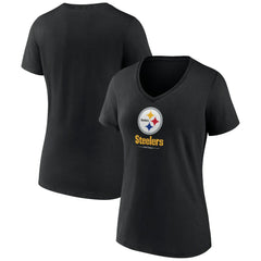 Pittsburgh Steelers Women's Logo Team Lockup V-Neck T-Shirt | NFL New