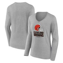 Cleveland Browns Women's Logo Team Lockup Long Sleeve V-Neck T-Shirt | NFL Near me