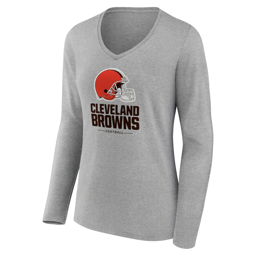 Cleveland Browns Women's Logo Team Lockup Long Sleeve V-Neck T-Shirt | NFL Near me