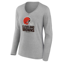 Cleveland Browns Women's Logo Team Lockup Long Sleeve V-Neck T-Shirt | NFL Near me