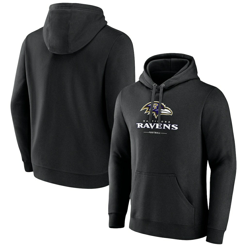 Baltimore Ravens Logo Team Lockup Fitted Pullover Hoodie | NFL Near me