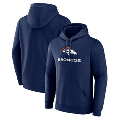Denver Broncos Logo Team Lockup Fitted Pullover Hoodie | NFL Outlet