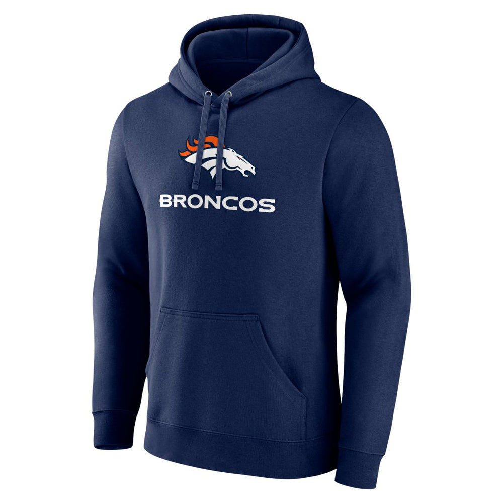 Denver Broncos Logo Team Lockup Fitted Pullover Hoodie | NFL Outlet