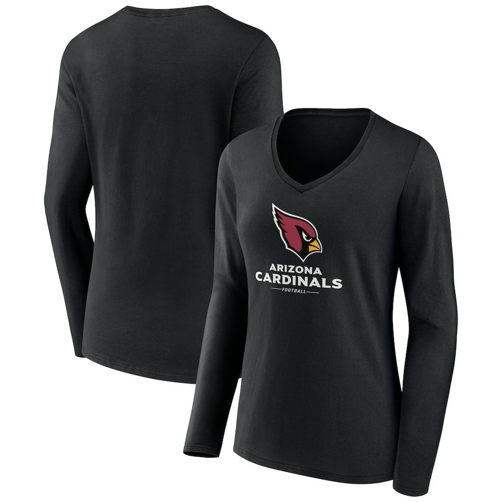 Arizona Cardinals Women's Logo Team Lockup Long Sleeve V-Neck T-Shirt | NFL Hot