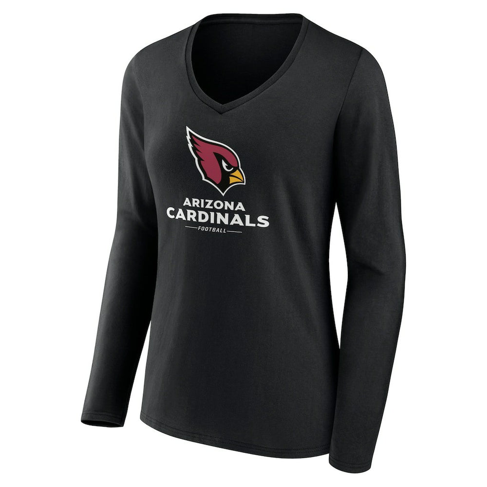 Arizona Cardinals Women's Logo Team Lockup Long Sleeve V-Neck T-Shirt | NFL Hot