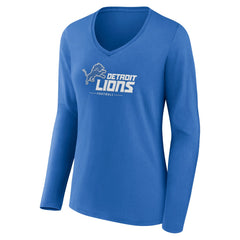 Detroit Lions Women's Logo Team Lockup Long Sleeve V-Neck T-Shirt | NFL New