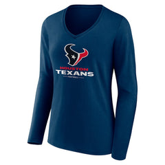 Houston Texans Women's Logo Team Lockup Long Sleeve V-Neck T-Shirt | NFL Hot