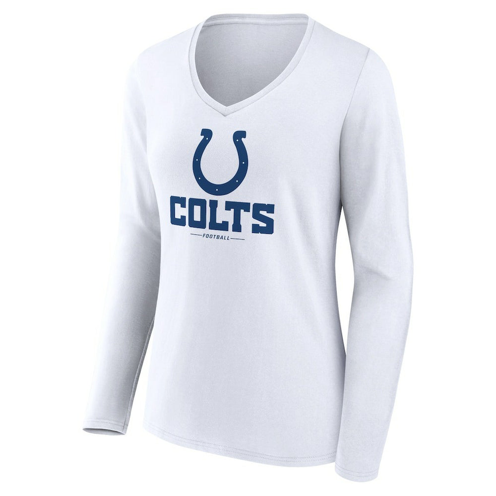 Indianapolis Colts Women's Logo Team Lockup Long Sleeve V-Neck T-Shirt | NFL Online