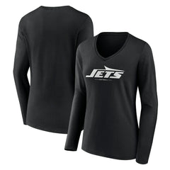 New York Jets Women's Logo Team Lockup Long Sleeve V-Neck T-Shirt | NFL Outlet