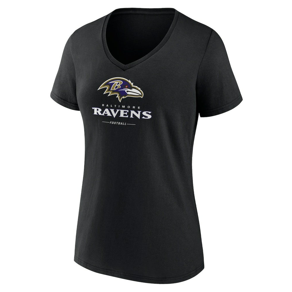 Baltimore Ravens Women's Logo Team Lockup V-Neck T-Shirt | NFL Online