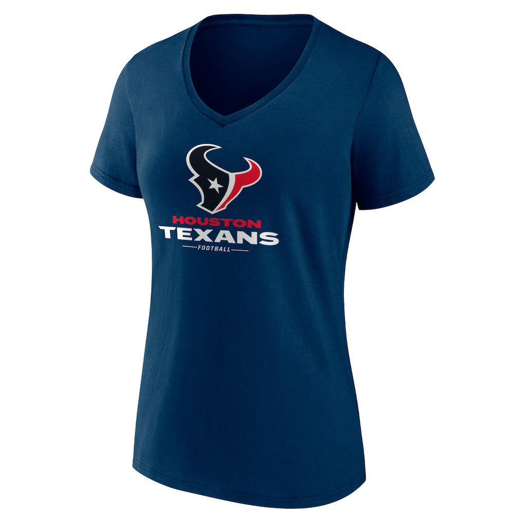 Houston Texans Women's Logo Team Lockup V-Neck T-Shirt | NFL Outlet