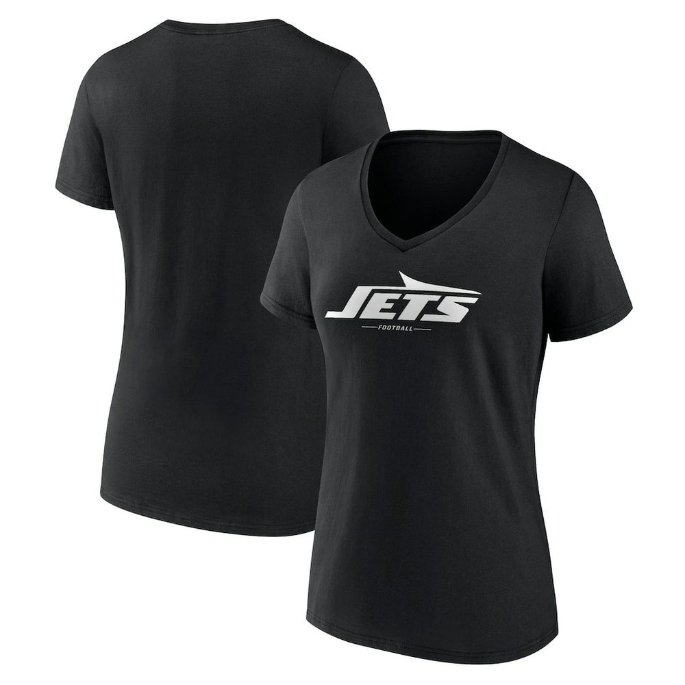 New York Jets Women's Logo Team Lockup V-Neck T-Shirt | NFL US