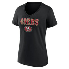 San Francisco 49ers Women's Logo Team Lockup V-Neck T-Shirt | NFL US