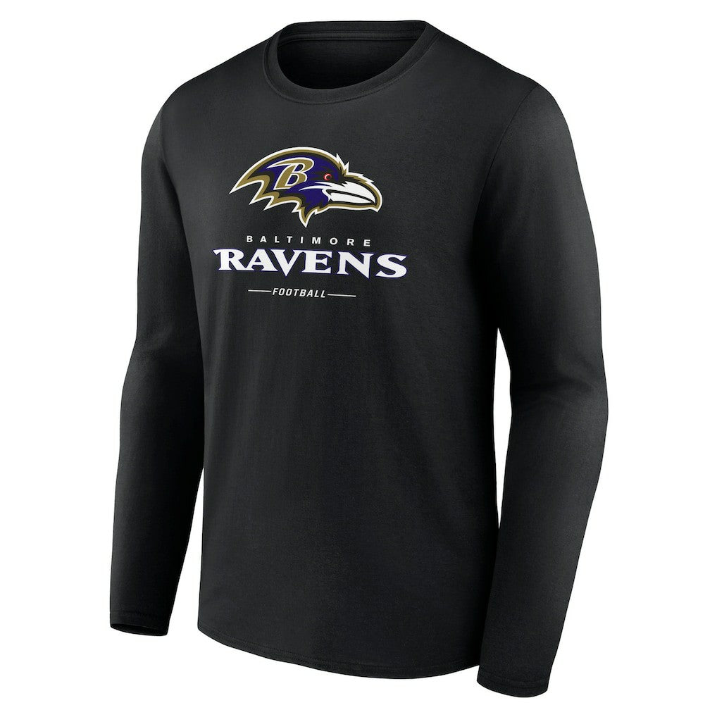 Baltimore Ravens Logo Team Lockup Long Sleeve T-Shirt | NFL Online