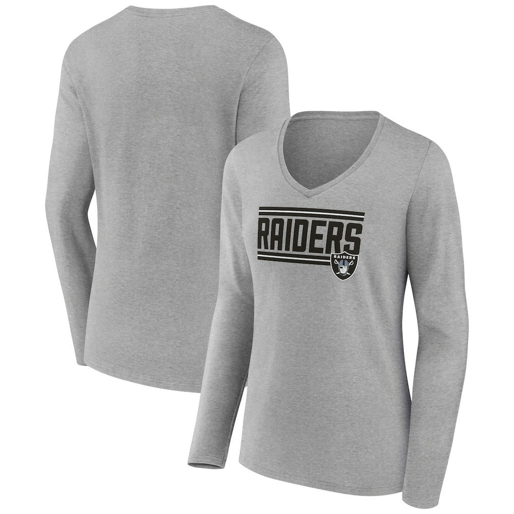 Las Vegas Raiders Women's On Side Stripe Long Sleeve V-Neck T-Shirt | NFL Outlet