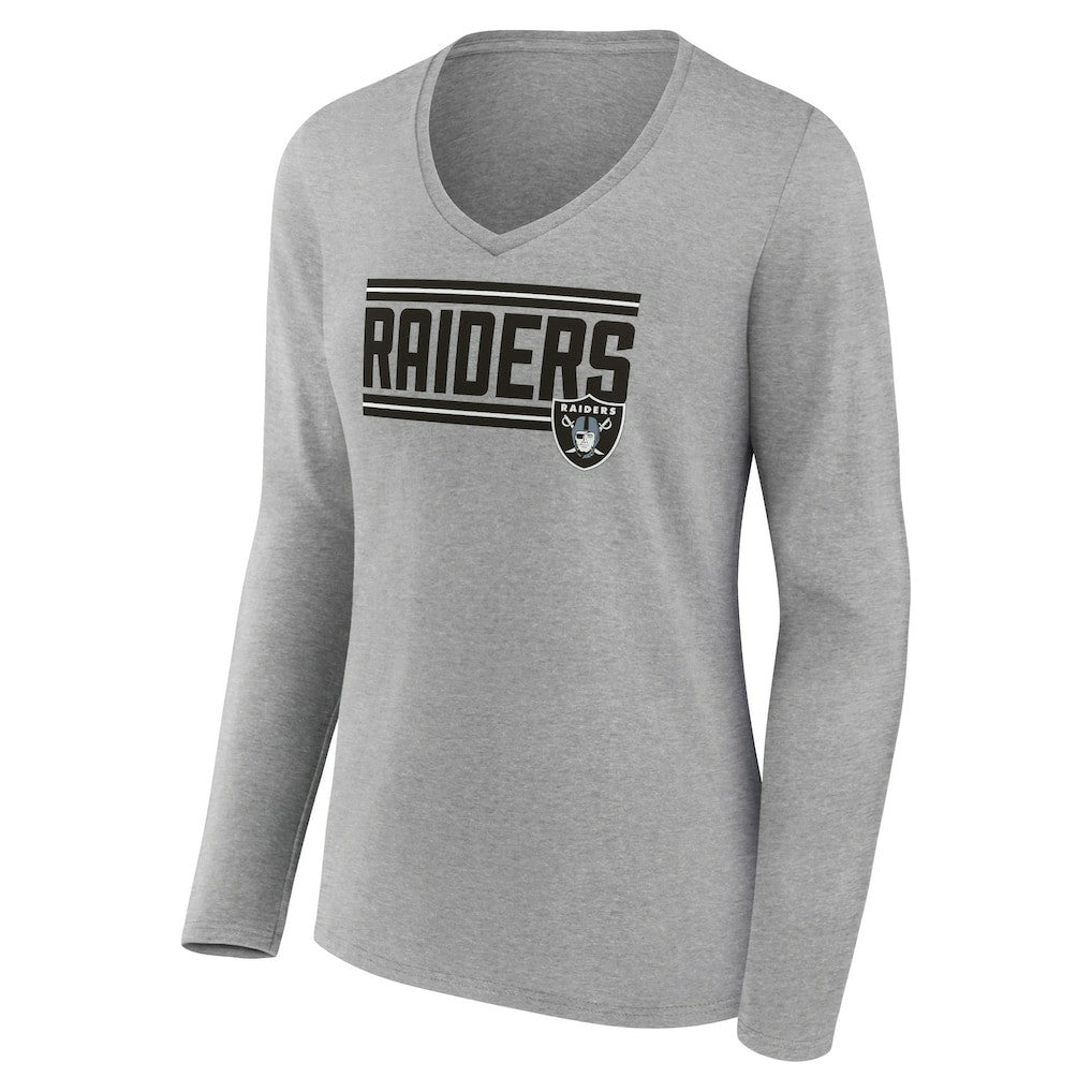 Las Vegas Raiders Women's On Side Stripe Long Sleeve V-Neck T-Shirt | NFL Outlet