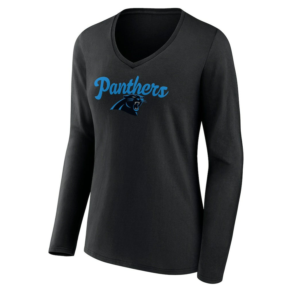 Carolina Panthers Women's Freehand Team Long Sleeve V-Neck T-Shirt | NFL Sale