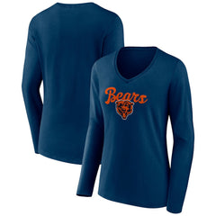 Chicago Bears Women's Freehand Team Long Sleeve V-Neck T-Shirt | NFL Online