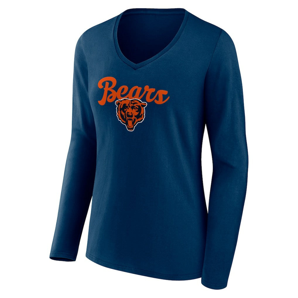 Chicago Bears Women's Freehand Team Long Sleeve V-Neck T-Shirt | NFL Online