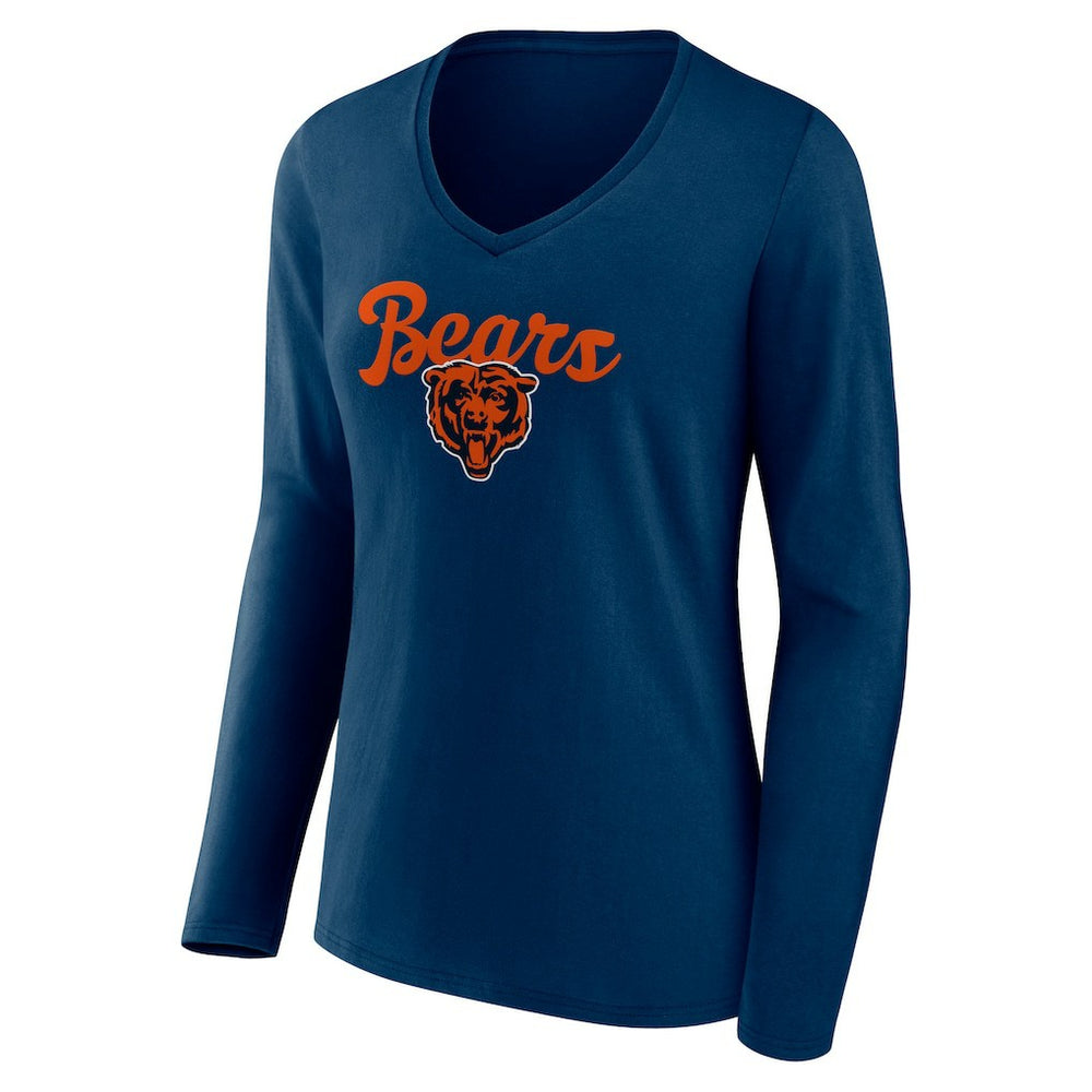 Chicago Bears Women's Freehand Team Long Sleeve V-Neck T-Shirt | NFL Online