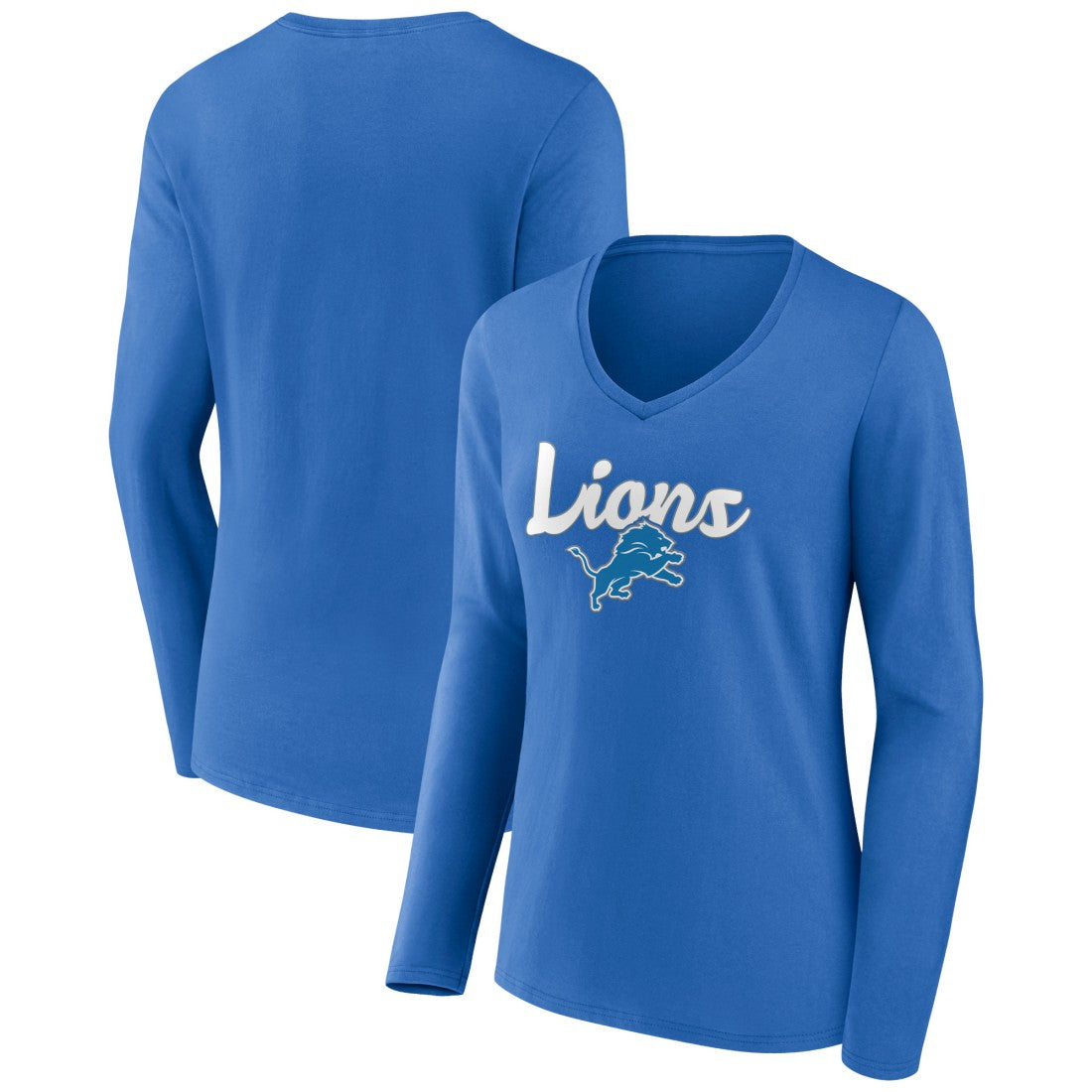 Detroit Lions Women's Freehand Team Long Sleeve V-Neck T-Shirt | NFL Outlet