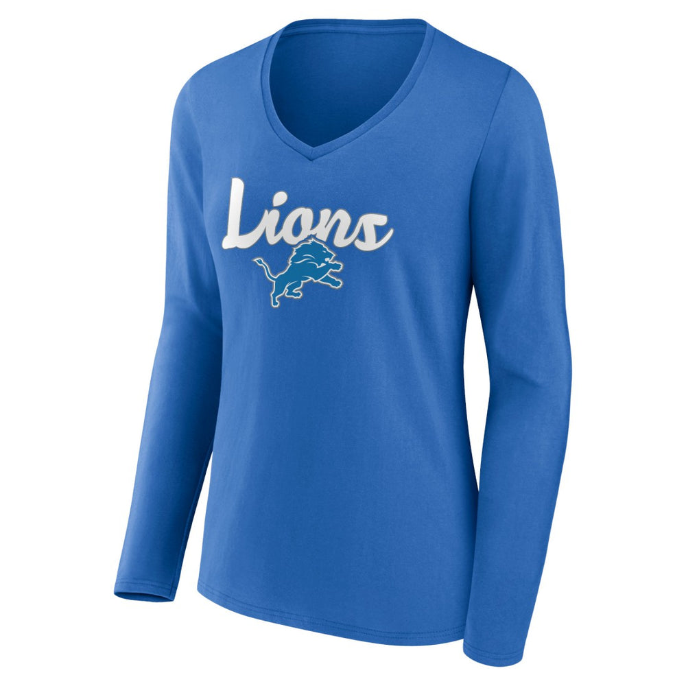 Detroit Lions Women's Freehand Team Long Sleeve V-Neck T-Shirt | NFL Outlet