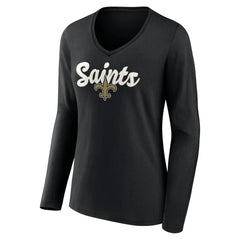 New Orleans Saints Women's Freehand Team Long Sleeve V-Neck T-Shirt | NFL Near me