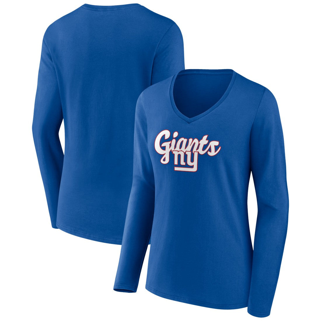 New York Giants Women's Freehand Team Long Sleeve V-Neck T-Shirt | NFL Discount