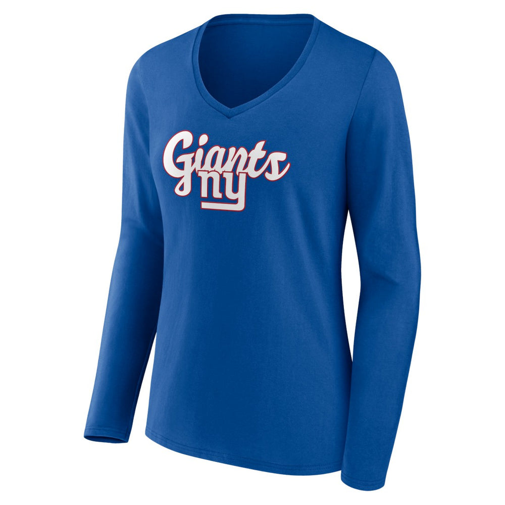 New York Giants Women's Freehand Team Long Sleeve V-Neck T-Shirt | NFL Discount