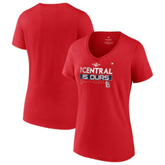 St. Louis Cardinals Fanatics Women's 2022 NL Central Division Champions Locker Room V-Neck T-Shirt - MLB T-shirts