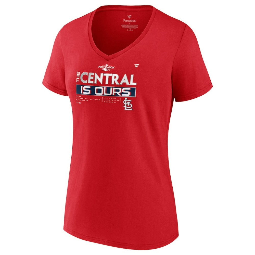 St. Louis Cardinals Fanatics Women's 2022 NL Central Division Champions Locker Room V-Neck T-Shirt - MLB T-shirts