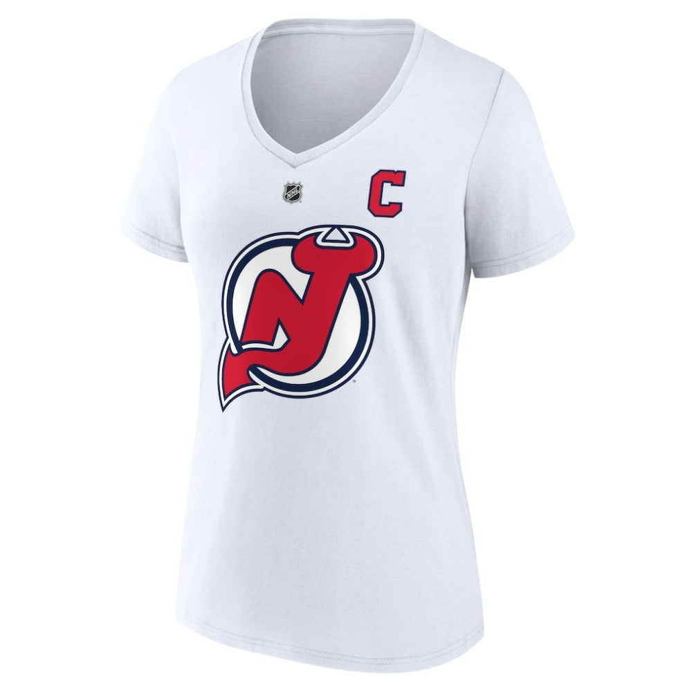 Nico Hischier New Jersey Devils Fanatics Women's Special Edition 2.0 Name & Number V-Neck T-Shirt -  NHL T-shirts