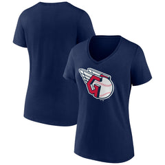 Cleveland Guardians Women's Official Logo V-Neck T-Shirt - MLB T-shirts