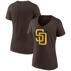 San Diego Padres Women's Official Logo V-Neck T-Shirt - MLB T-shirts