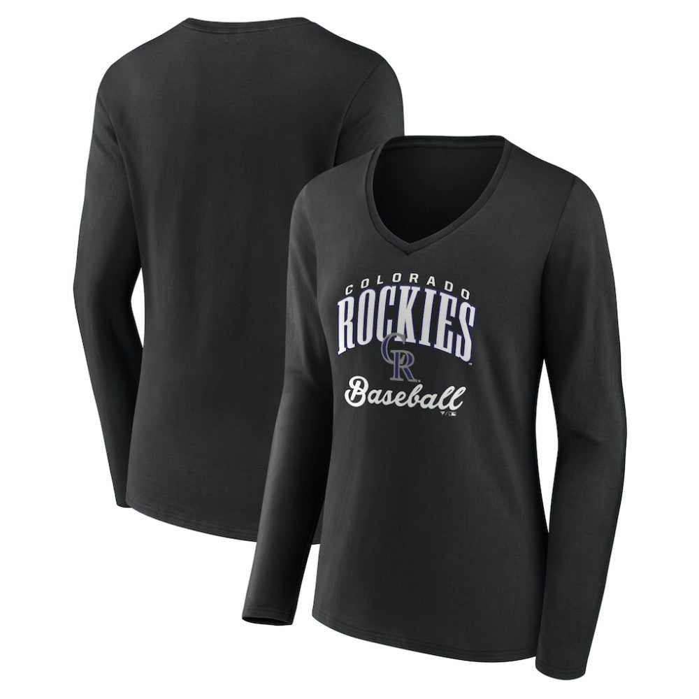Colorado Rockies Women's Victory Script Long Sleeve V-Neck T-Shirt - MLB T-shirts