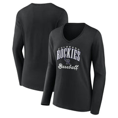 Colorado Rockies Women's Victory Script Long Sleeve V-Neck T-Shirt - MLB T-shirts