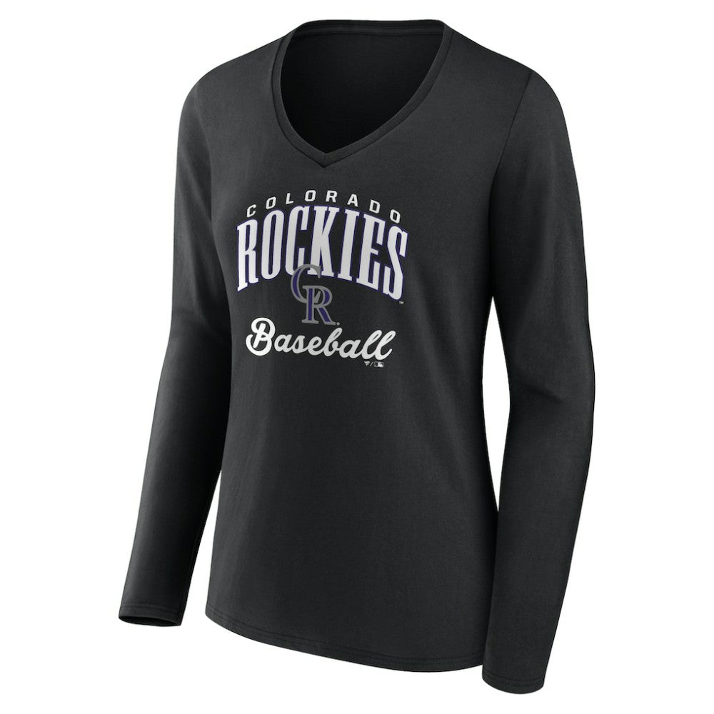 Colorado Rockies Women's Victory Script Long Sleeve V-Neck T-Shirt - MLB T-shirts