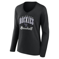 Colorado Rockies Women's Victory Script Long Sleeve V-Neck T-Shirt - MLB T-shirts