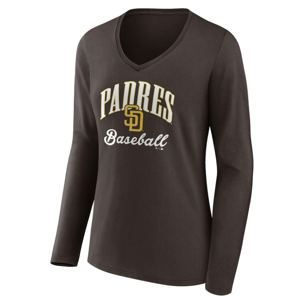 San Diego Padres Women's Victory Script Long Sleeve V-Neck T-Shirt - MLB T-shirts