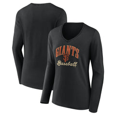 San Francisco Giants Women's Victory Script Long Sleeve V-Neck T-Shirt - MLB T-shirts