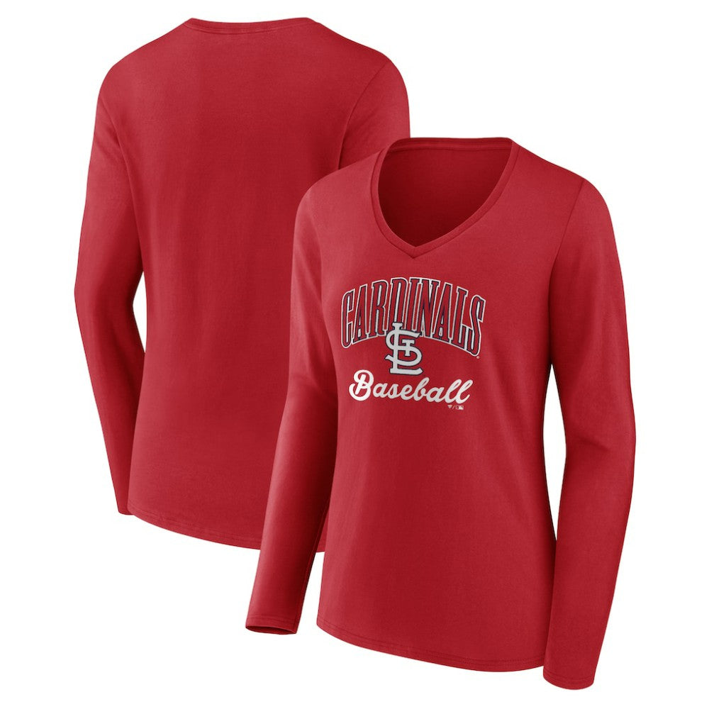 St. Louis Cardinals Women's Victory Script Long Sleeve V-Neck T-Shirt - MLB T-shirts