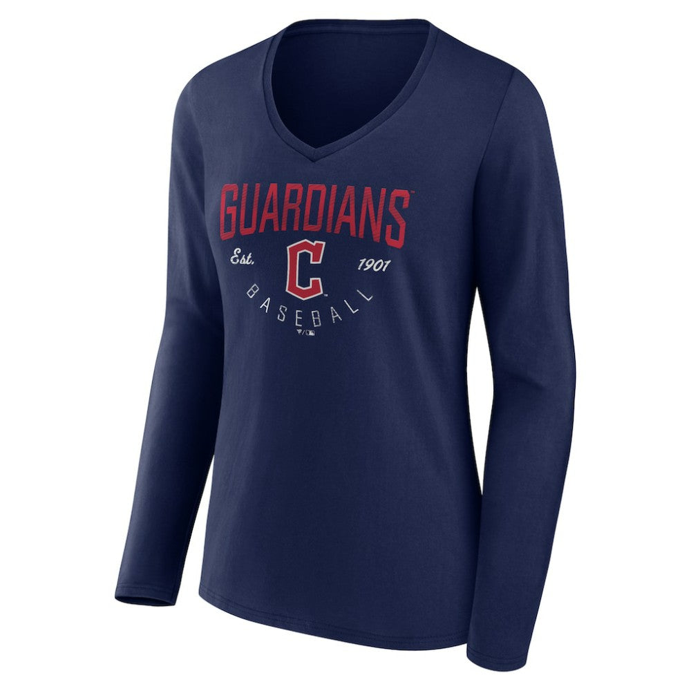 Cleveland Guardians Women's Live For It Long Sleeve Long Sleeve V-Neck T-Shirt - MLB T-shirts