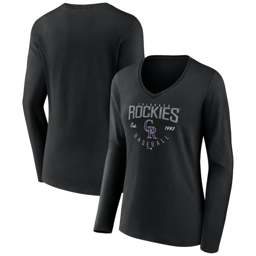 Colorado Rockies Women's Live For It Long Sleeve Long Sleeve V-Neck T-Shirt - MLB T-shirts