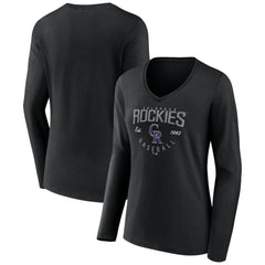 Colorado Rockies Women's Live For It Long Sleeve Long Sleeve V-Neck T-Shirt - MLB T-shirts