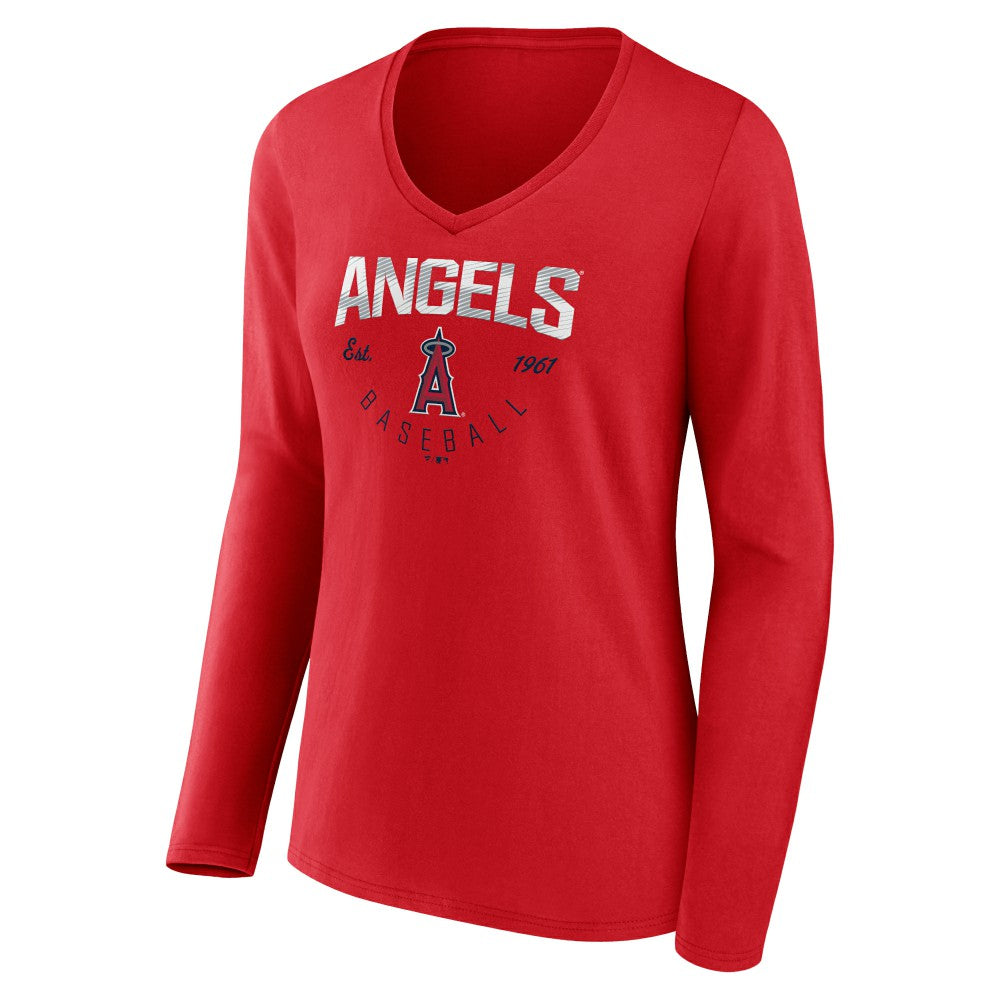 Los Angeles Angels Women's Live For It Long Sleeve Long Sleeve V-Neck T-Shirt - MLB T-shirts