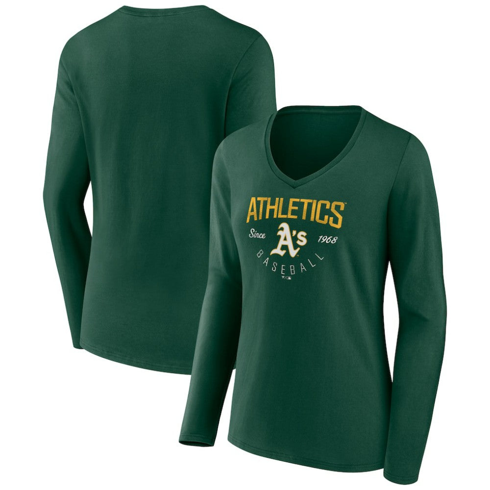 Athletics Women's Live For It Long Sleeve Long Sleeve V-Neck T-Shirt - MLB T-shirts