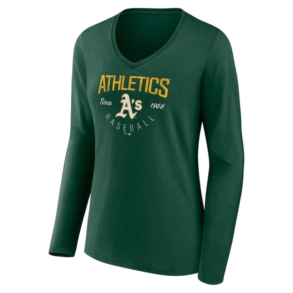 Athletics Women's Live For It Long Sleeve Long Sleeve V-Neck T-Shirt - MLB T-shirts