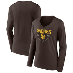 San Diego Padres Women's Live For It Long Sleeve Long Sleeve V-Neck T-Shirt - MLB T-shirts