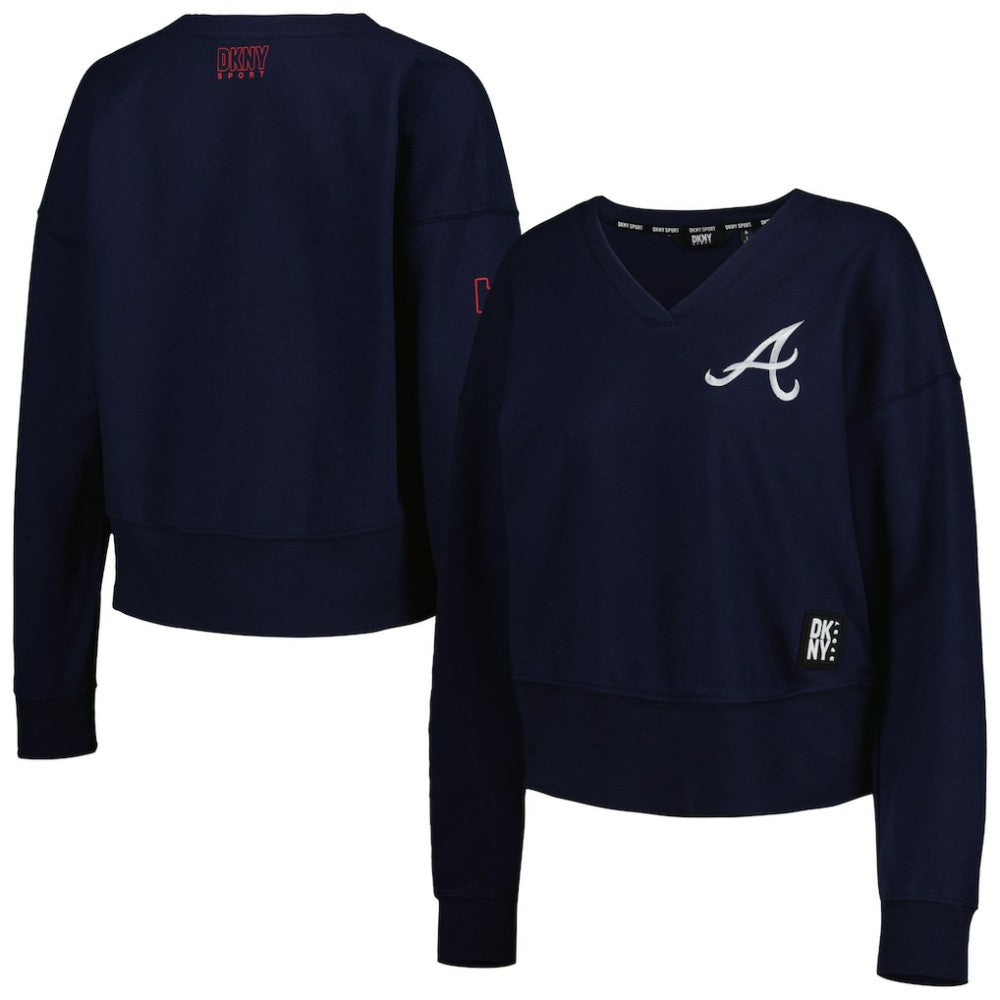 Atlanta Braves DKNY Sport Women's Lily V-Neck Pullover Sweatshirt - MLB Pullover