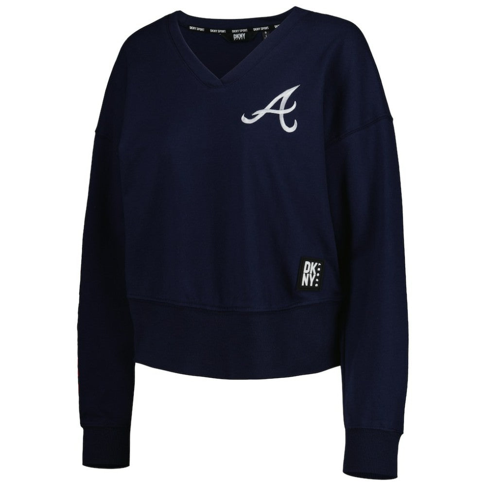 Atlanta Braves DKNY Sport Women's Lily V-Neck Pullover Sweatshirt - MLB Pullover